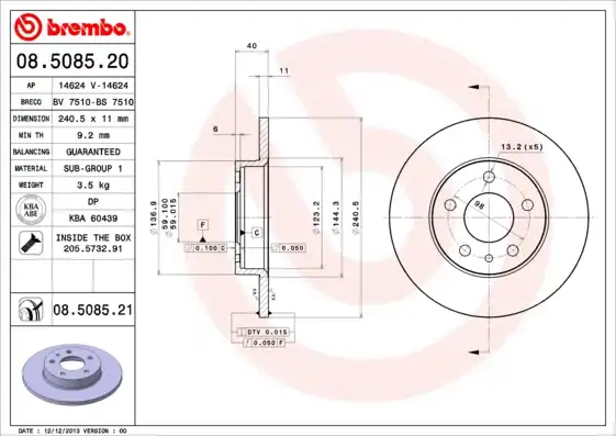 BREMBO 08.5085.21