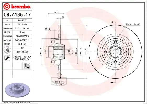 BREMBO 08.A135.17