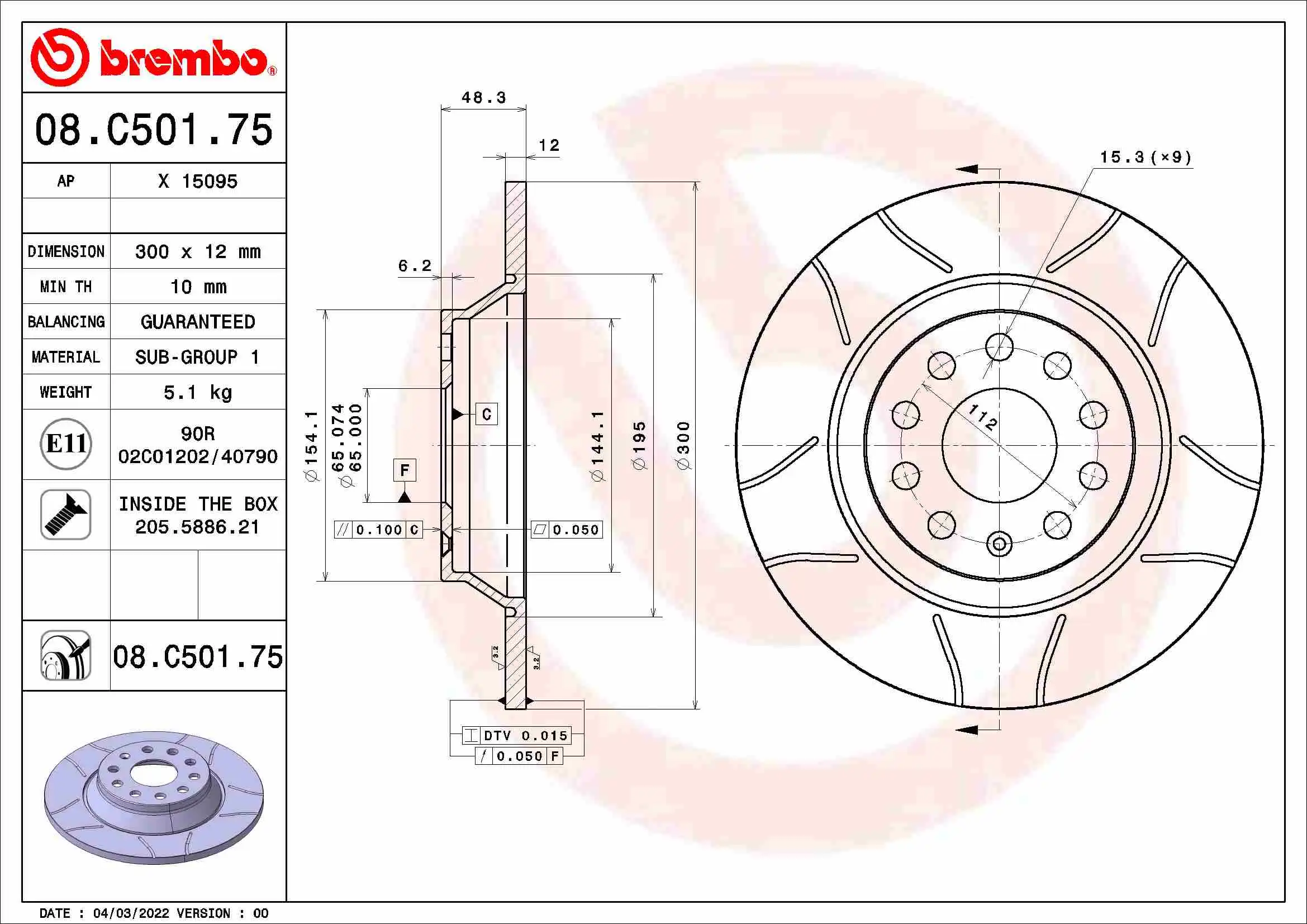 BREMBO 08.C501.75