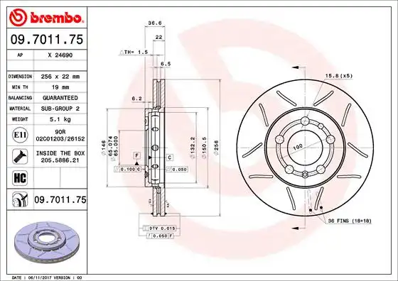 BREMBO 09.7011.75