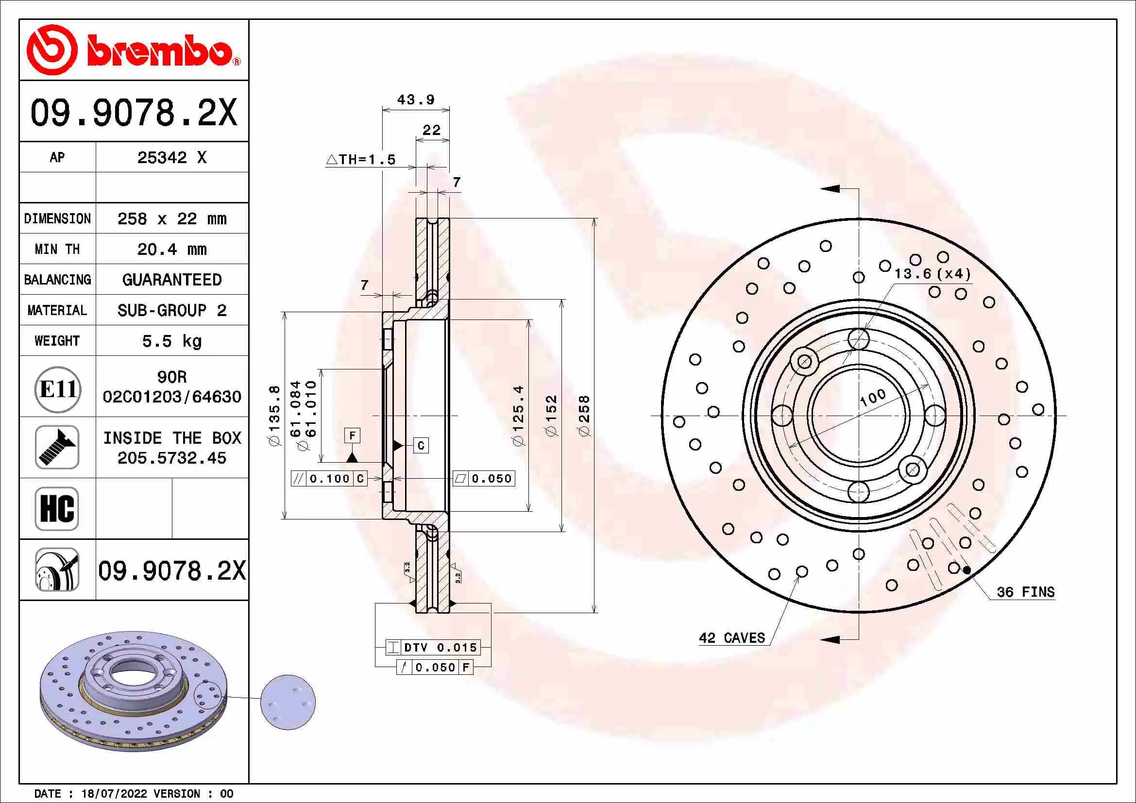 BREMBO 09.9078.2X