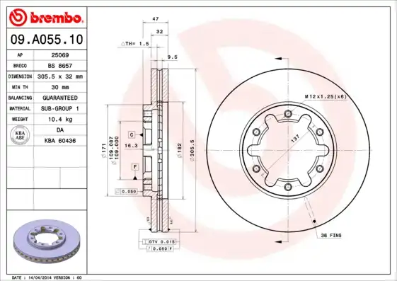 BREMBO 09.A055.10