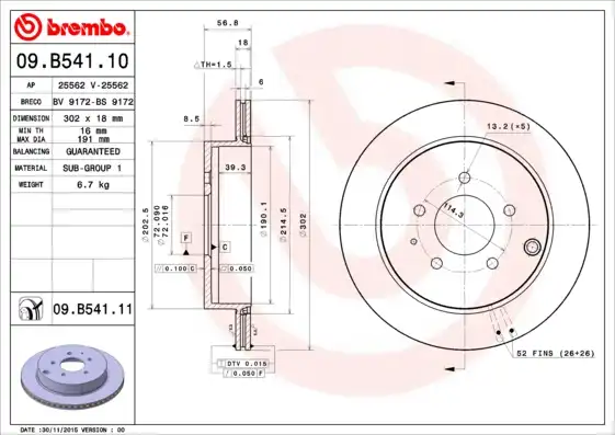 BREMBO 09.B541.11