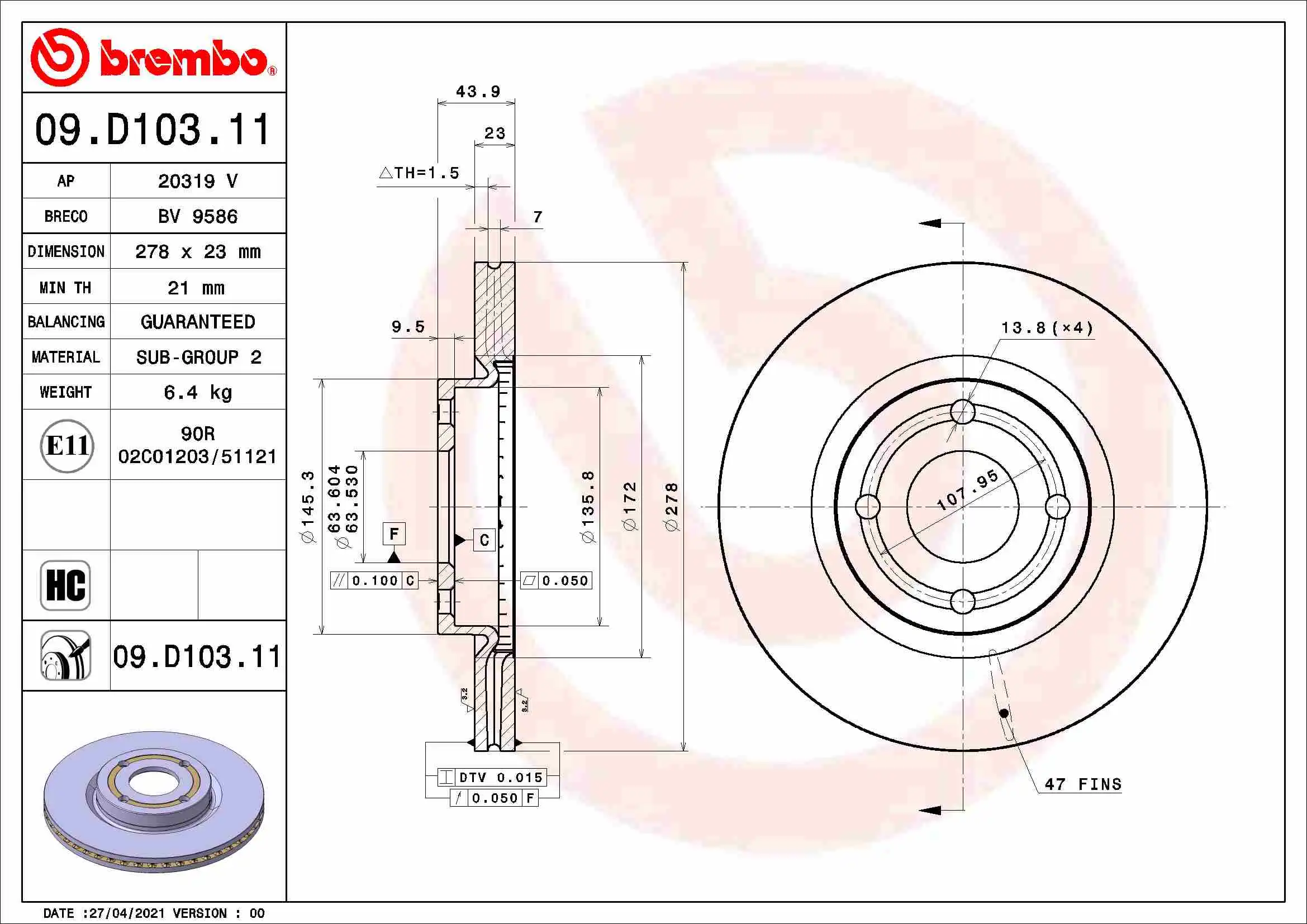 BREMBO 09.D103.11