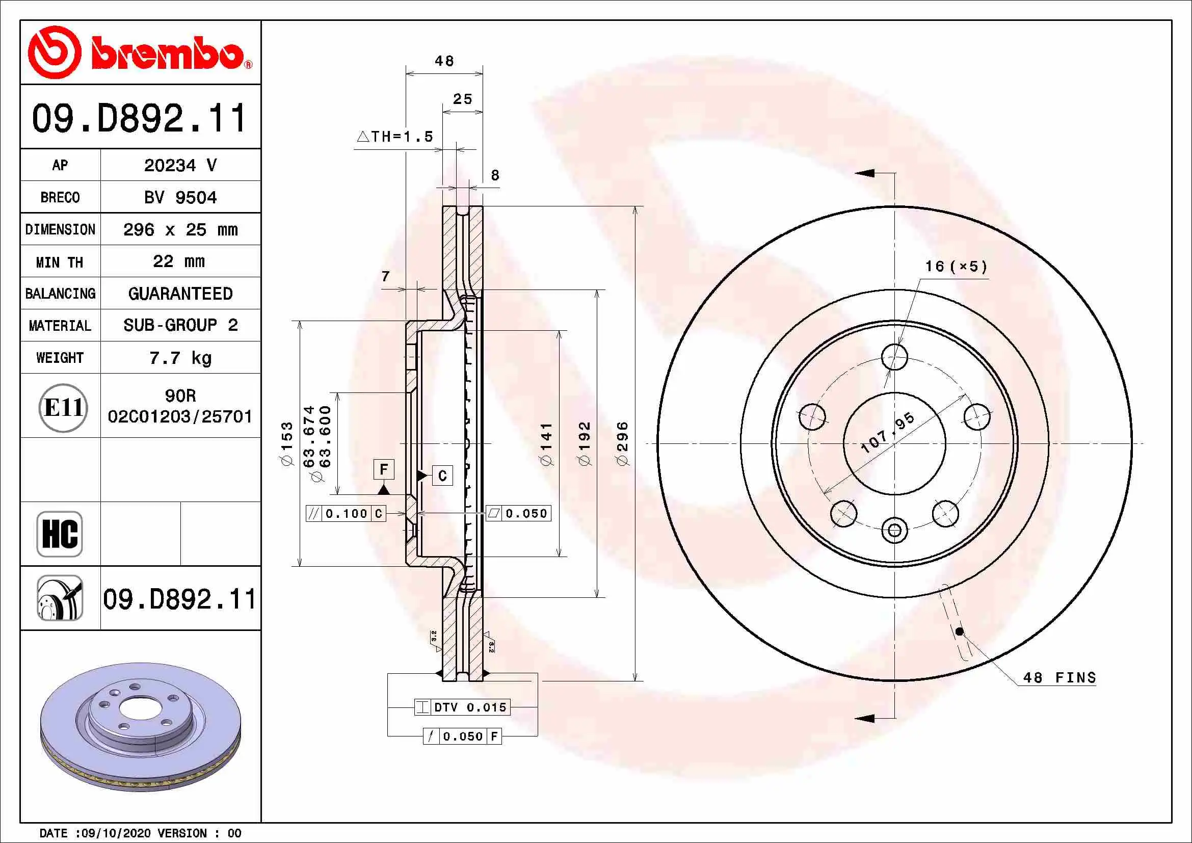 BREMBO 09.D892.11