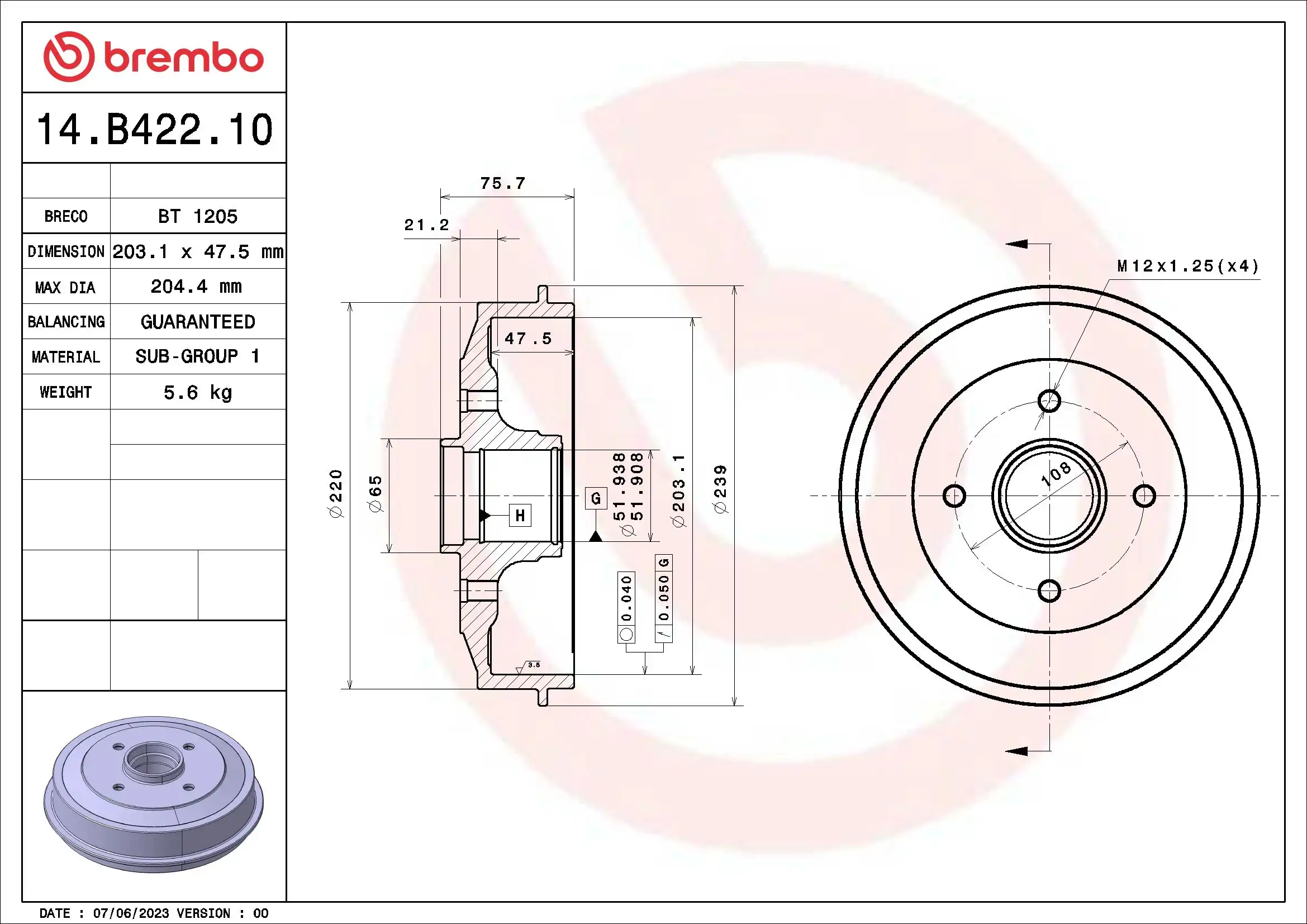 BREMBO 14.B422.10