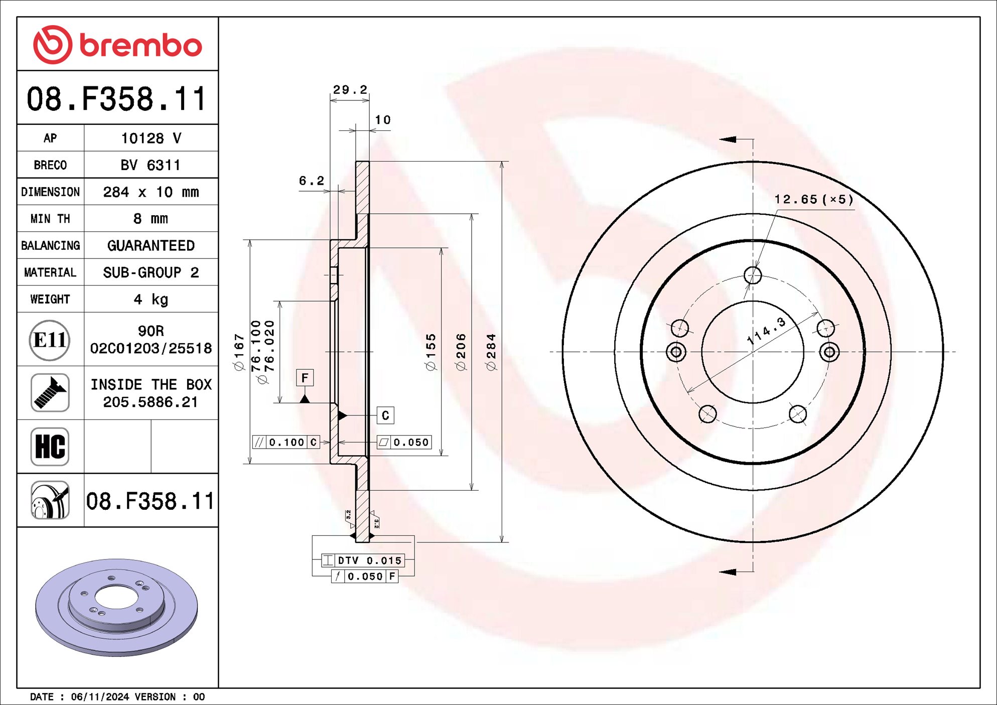 BREMBO 08.F358.11